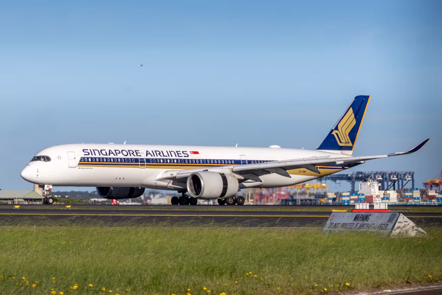 Airbus A350 de Singapore Airlines en la pista